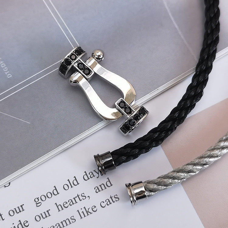[Auream]FORCE LARGE HORSESHOE BLACK DIAMOND BRACELET SILVER