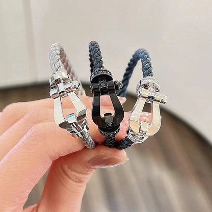 [Auream]FORCE LARGE HORSESHOE HALF DIAMOND BRACELET SILVER