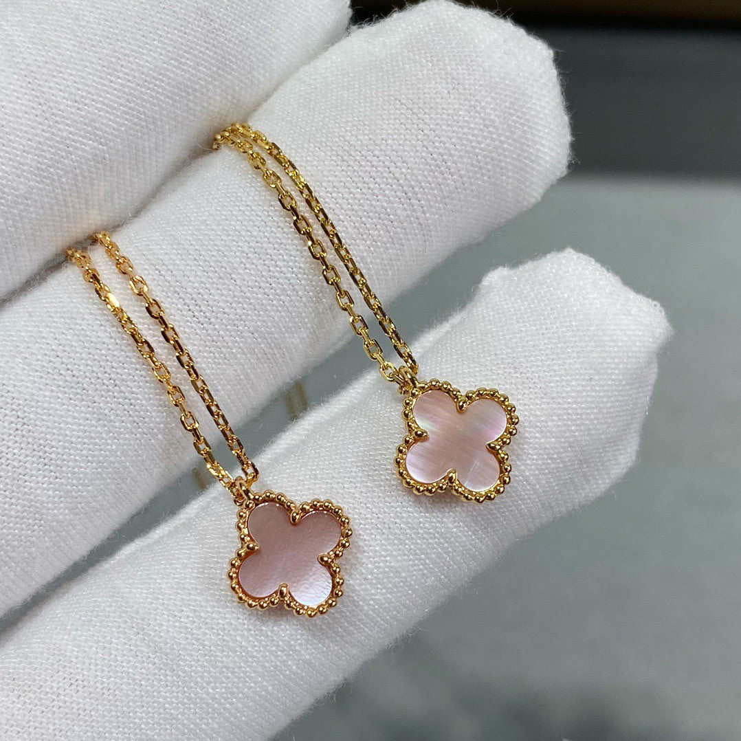 [Auream]CLOVER 15MM PINK MOTHER-OF-PEARL SINGLE FLOWER NECKLACE