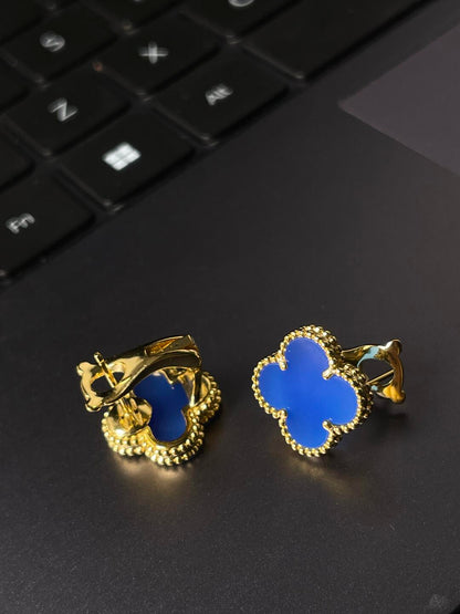 [Auream] CLOVER LARGE (20mm) 1 MOTIFS BLUE MOP STUD EARRINGS