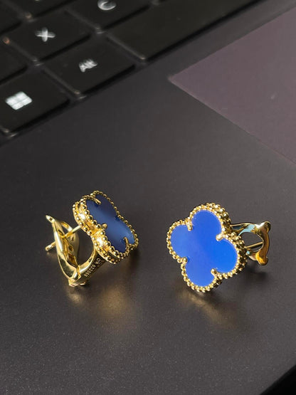 [Auream] CLOVER LARGE (20mm) 1 MOTIFS BLUE MOP STUD EARRINGS