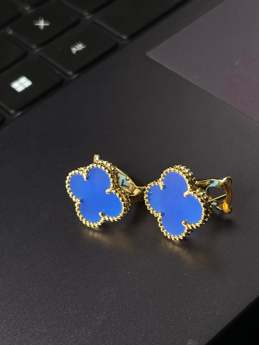 [Auream] CLOVER LARGE (20mm) 1 MOTIFS BLUE MOP STUD EARRINGS