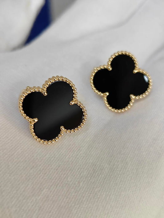 [Auream]CLOVER 20MM BLACK MOP EARRINGS