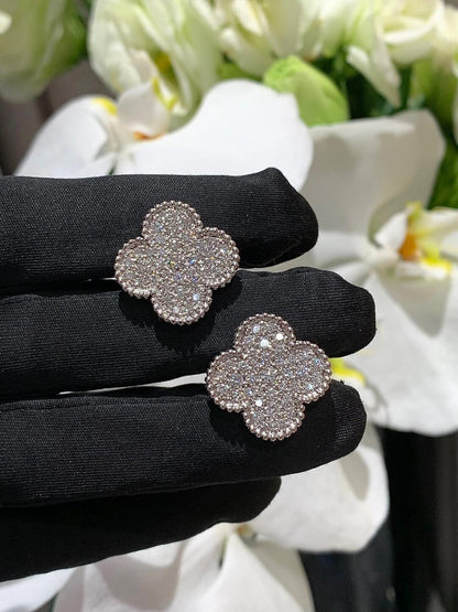 [Auream]CLOVER 20MM MOTIFS DIAMOND STUD EARRINGS SILVER
