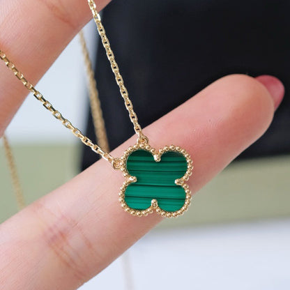 [Auream]CLOVER 15MM MALACHITE SINGLE FLOWER  NECKLACE