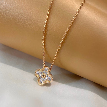 [Auream]CLOVER 15MM DIAMOND SINGLE FLOWER NECKLACE
