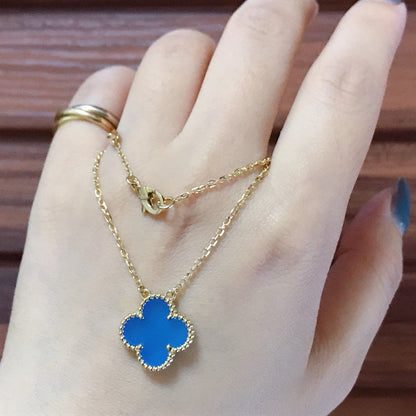 [Auream]CLOVER 15MM BLUE AGATE NECKLACE