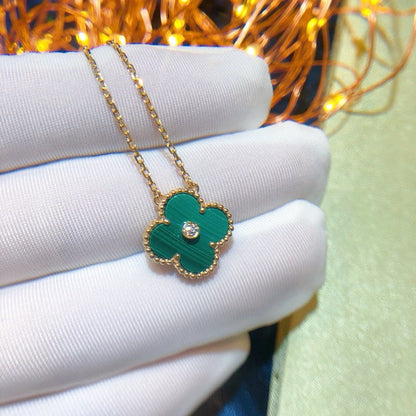 [Auream]CLOVER 15MM DIAMOND TURQUOISE NECKLACE