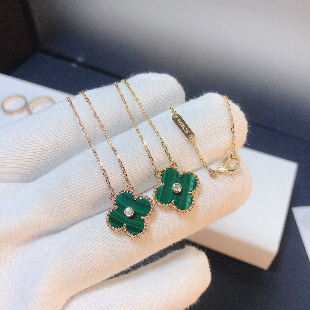 [Auream]CLOVER 15MM DIAMOND TURQUOISE NECKLACE