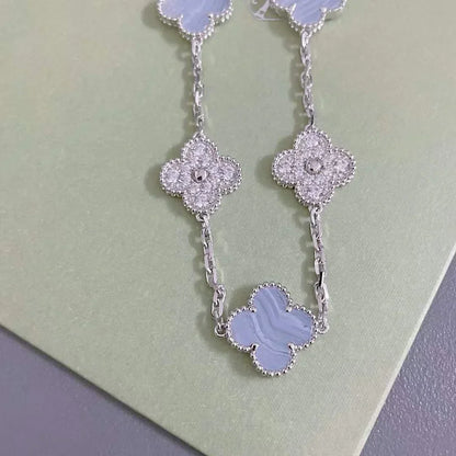[Auream] CLOVER 5 MOTIF PURPLE CHALCEDONY BRACELET COLLECTION