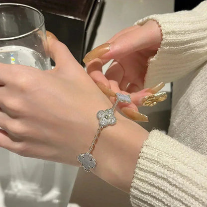 [Auream] CLOVER 5 MOTIF PURPLE CHALCEDONY BRACELET COLLECTION