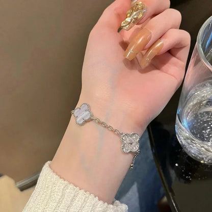 [Auream] CLOVER 5 MOTIF PURPLE CHALCEDONY BRACELET COLLECTION