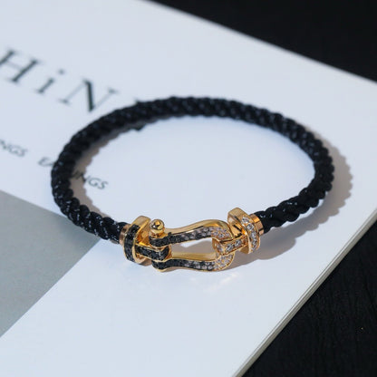 [Auream]FORCE LARGE HORSESHOE BLACK WHITE DIAMOND BRACELET SILVER
