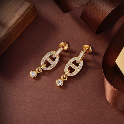 [Auream]HM CHAINE DIAMOND EARRINGS