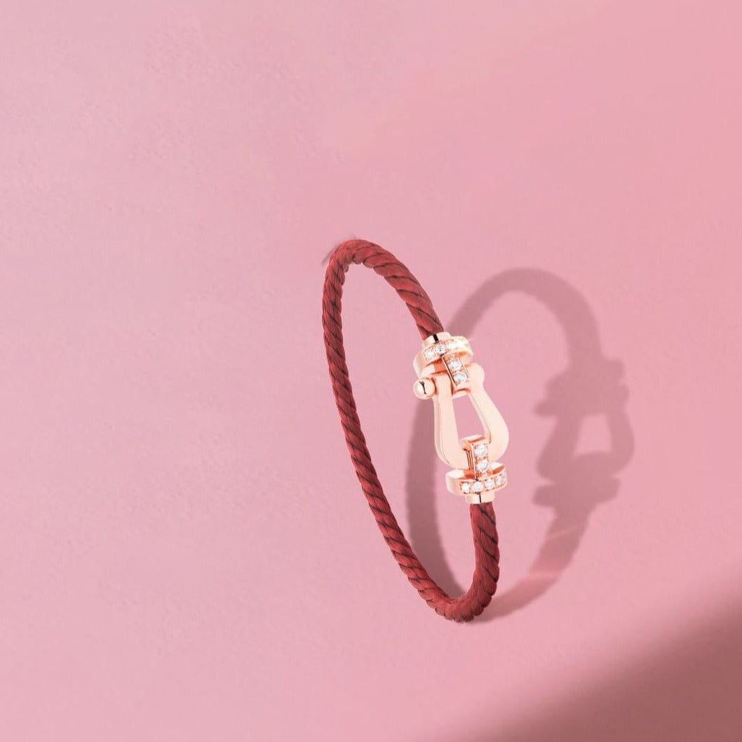 [Auream]FORCE 10 HALF DIAMOND PINK GOLD RED CORDERI LARGE AND MEDIUM MODEL