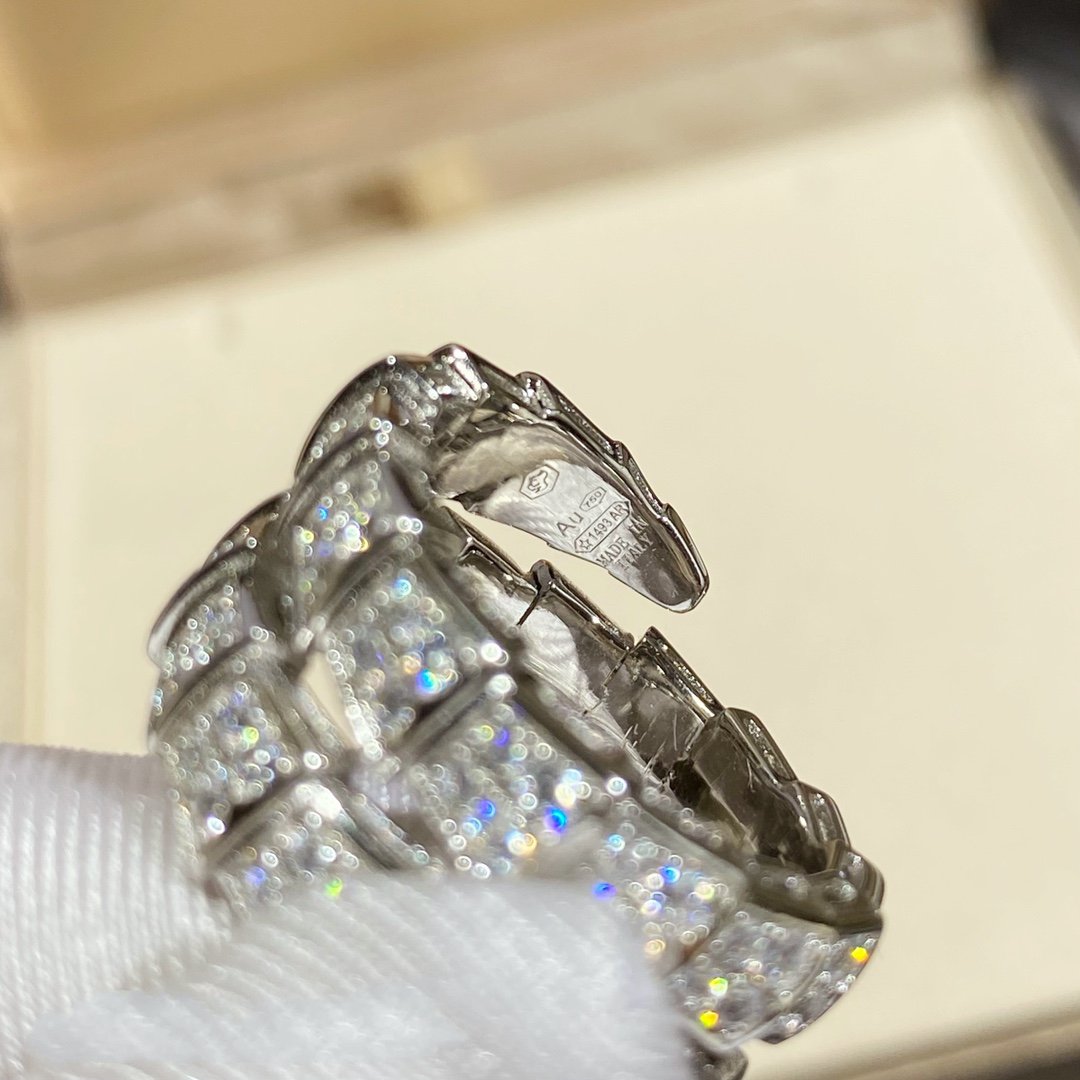 [Auream]SERPENTI DOUBLE RING SILVER DIAMOND PAVED