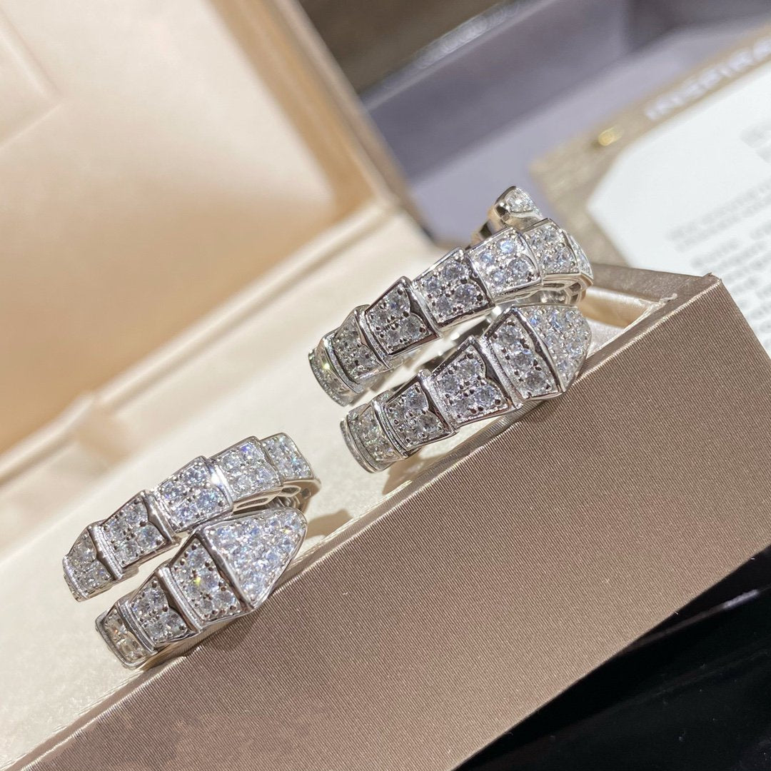 [Auream]SERPENTI DOUBLE RING SILVER DIAMOND PAVED