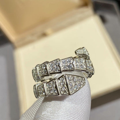 [Auream]SERPENTI DOUBLE RING SILVER DIAMOND PAVED