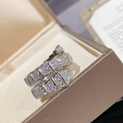 [Auream]SERPENTI DOUBLE RING SILVER DIAMOND PAVED