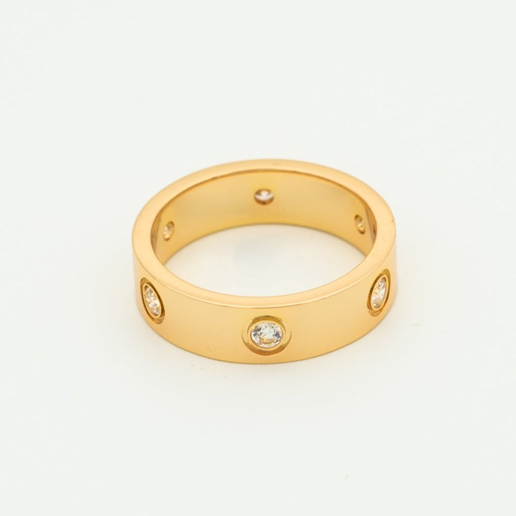 [Auream]LOVE RING 5.5MM 6 DIAMONDS PINK GOLD