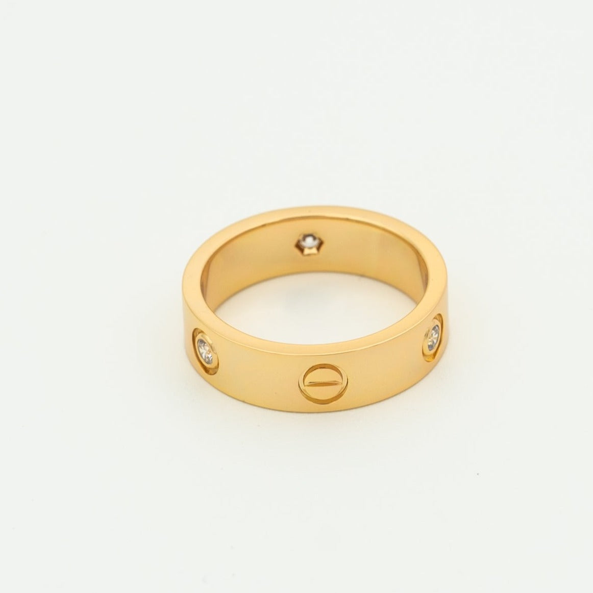 [Auream]LOVE RING 5.5MM 3 DIAMONDS PINK GOLD