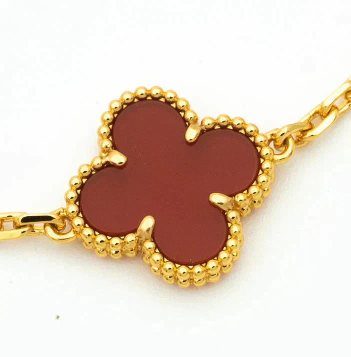 [Auream] CLOVER 5 MOTIF RED CORNELIAN BRACELET COLLECTION