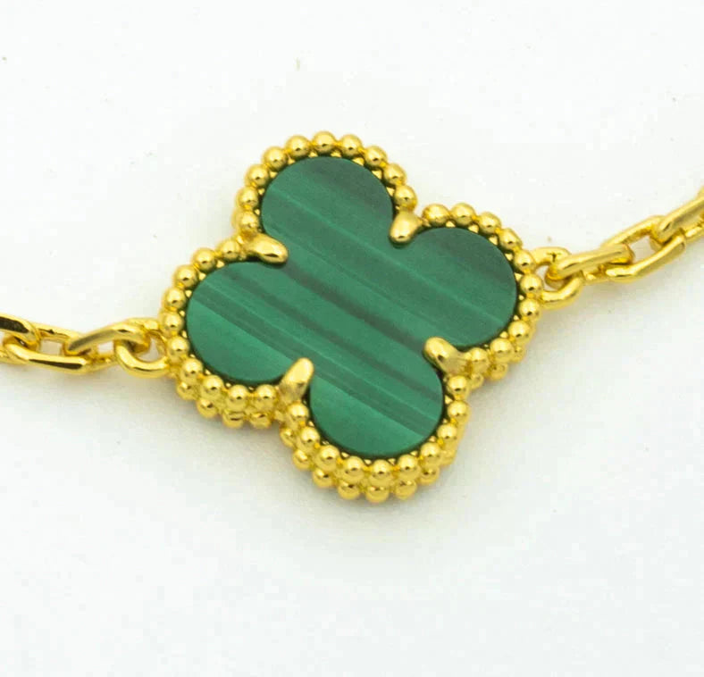 [Auream] CLOVER 5 MOTIF MALACHITE BRACELET COLLECTION