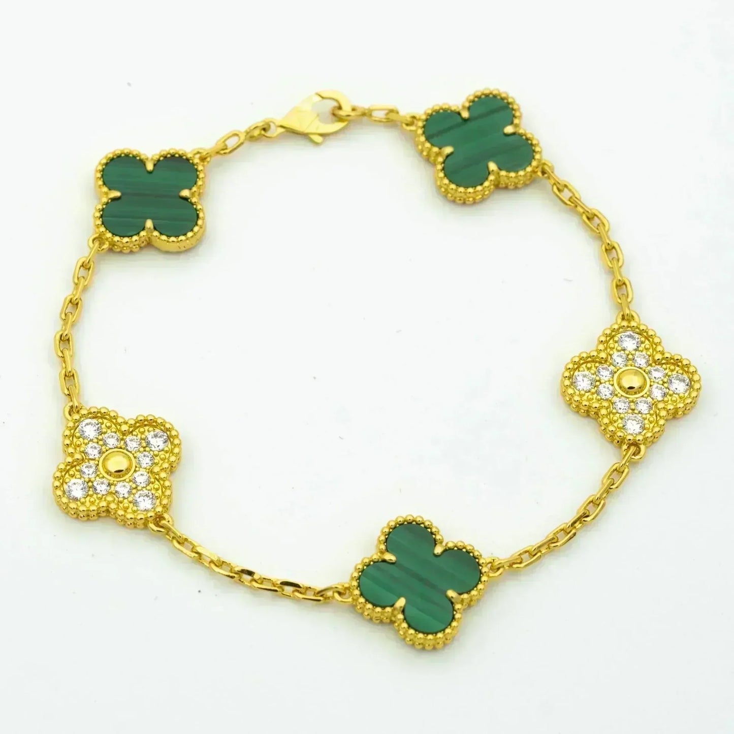 [Auream] CLOVER 5 MOTIF MALACHITE BRACELET COLLECTION