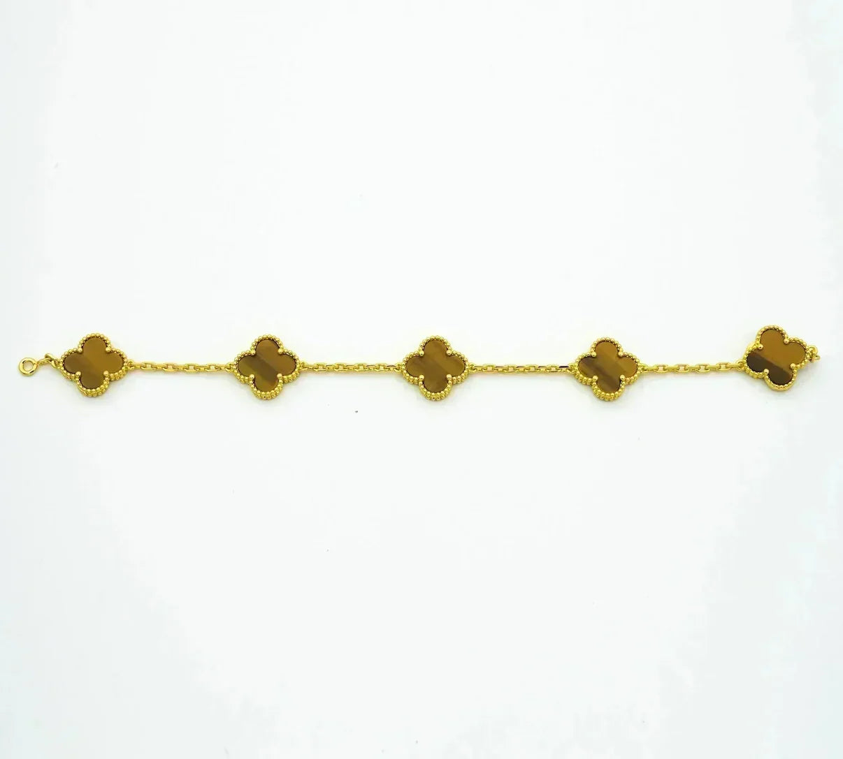 [Auream] CLOVER 5 MOTIFS TIGER EYE BRACELET COLLECTION