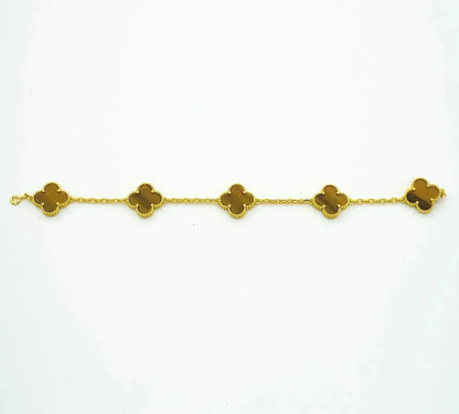 [Auream] CLOVER 5 MOTIFS TIGER EYE BRACELET COLLECTION
