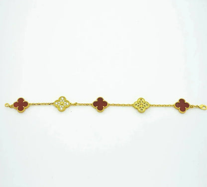 [Auream] CLOVER 5 MOTIF RED CORNELIAN BRACELET COLLECTION
