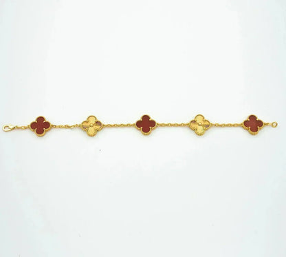[Auream] CLOVER 5 MOTIF RED CORNELIAN BRACELET COLLECTION