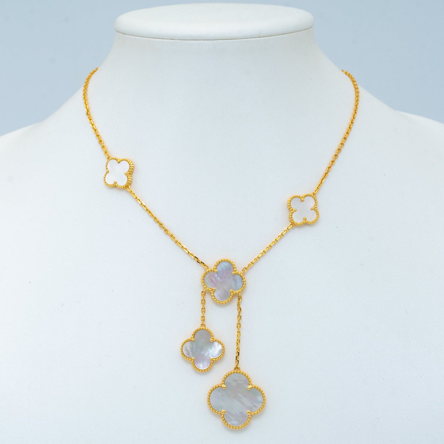 [Auream]CLOVER MOTHER OF PEARL NECKLACE 6 MOTIF