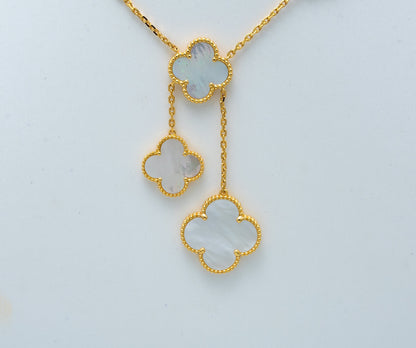 [Auream]CLOVER MOTHER OF PEARL NECKLACE 6 MOTIF