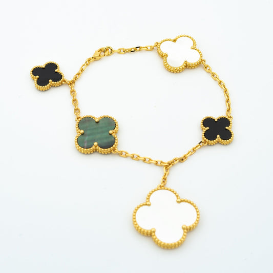 [Auream]CLOVER BRACELET 5 MOTIFS ONYX MOP