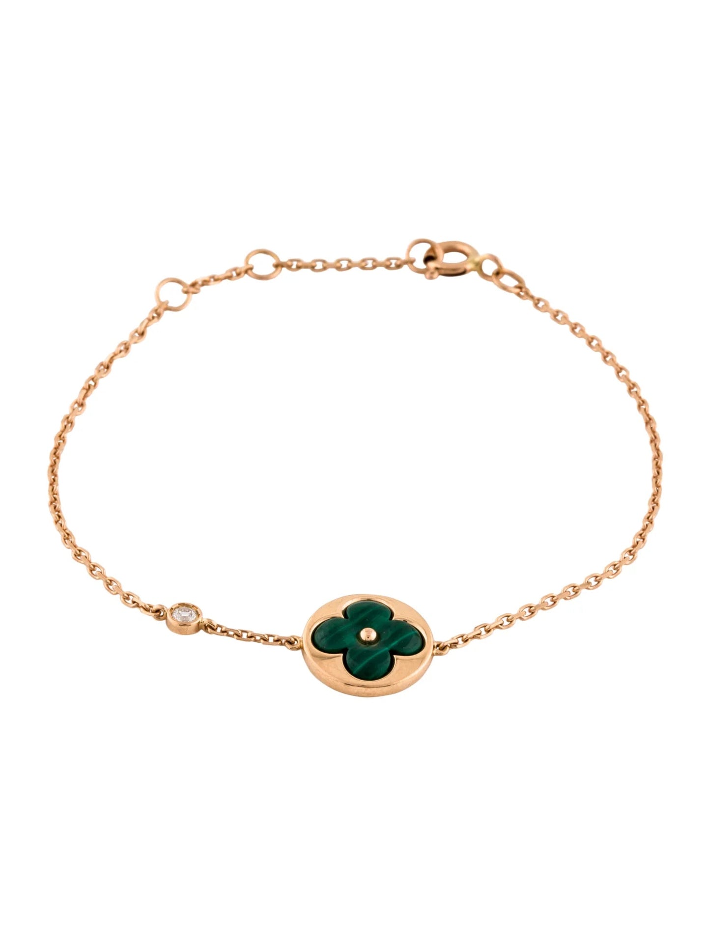 [Auream]SUN MALACHITE 1 DIAMOND PINK GOLD BRACELET