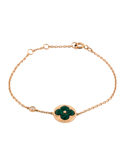 [Auream]SUN MALACHITE 1 DIAMOND PINK GOLD BRACELET
