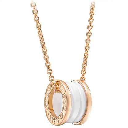 [Auream]ZERO 1 WHITE CERAMIC PINK GOLD DIAMOND NECKLACE