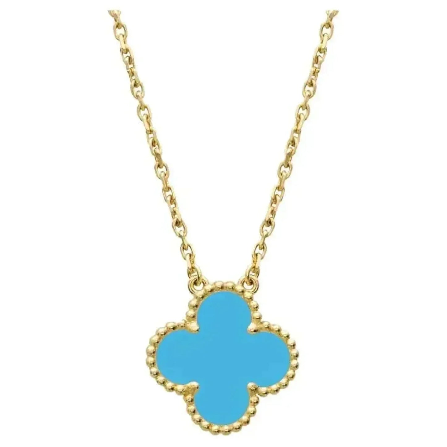 [Auream]CLOVER 15MM VINTAGE TURQUOISE NECKLACE