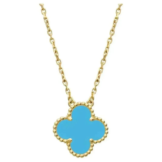 [Auream]CLOVER 15MM VINTAGE TURQUOISE NECKLACE