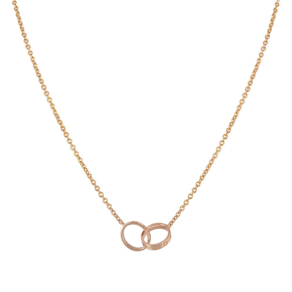 [Auream]LOVE NECKLACE DOUBLE RING PINK GOLD