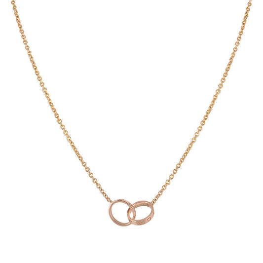 [Auream]LOVE NECKLACE DOUBLE RING PINK GOLD