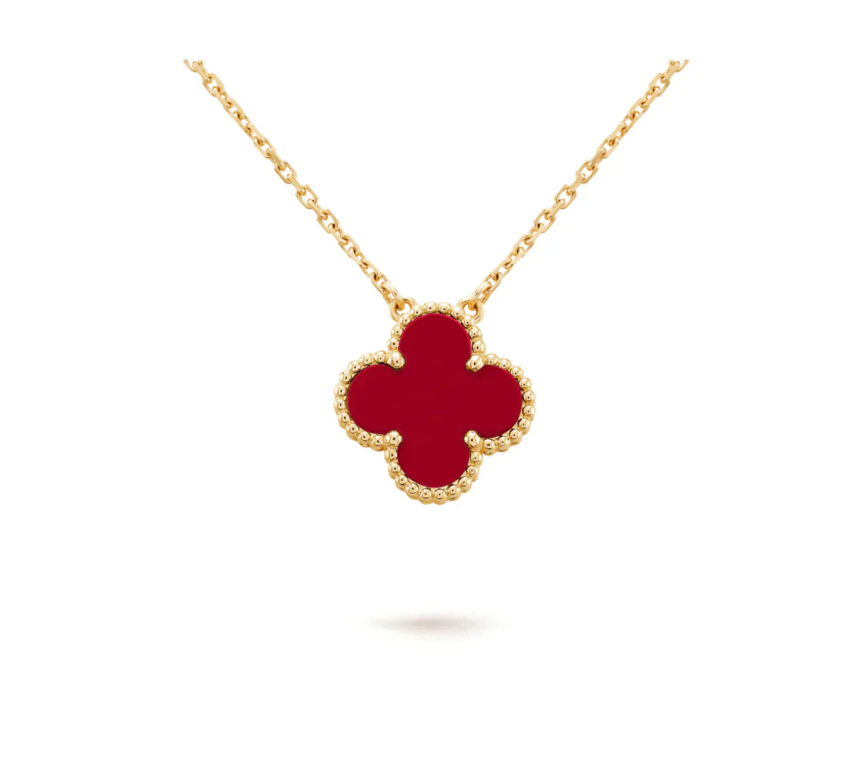 [Auream]CLOVER 15MM CARNELIAN SINGLE FLOWER NECKLACE