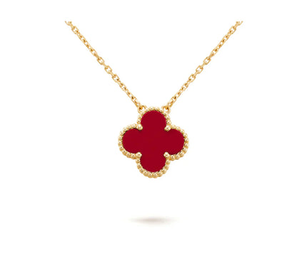 [Auream]CLOVER 15MM CARNELIAN SINGLE FLOWER NECKLACE