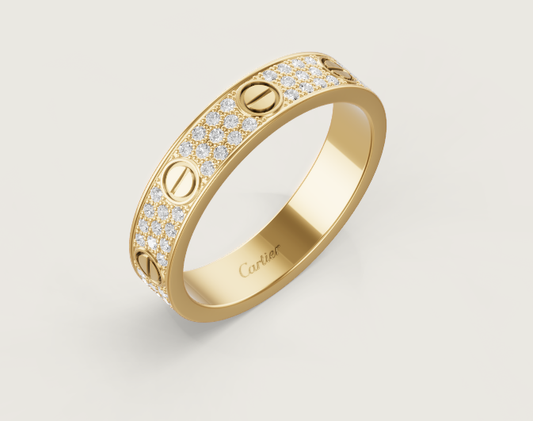 [Auream]LOVE RING 4mm-wide full-diamond ring GOLD