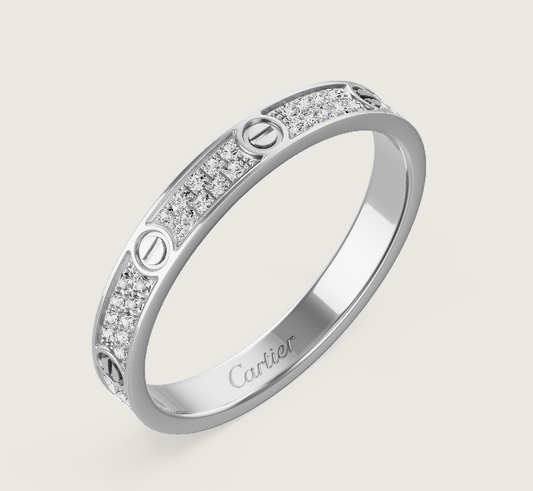 [Auream]LOVE RING 2.6mm-wide full-diamond ring silver