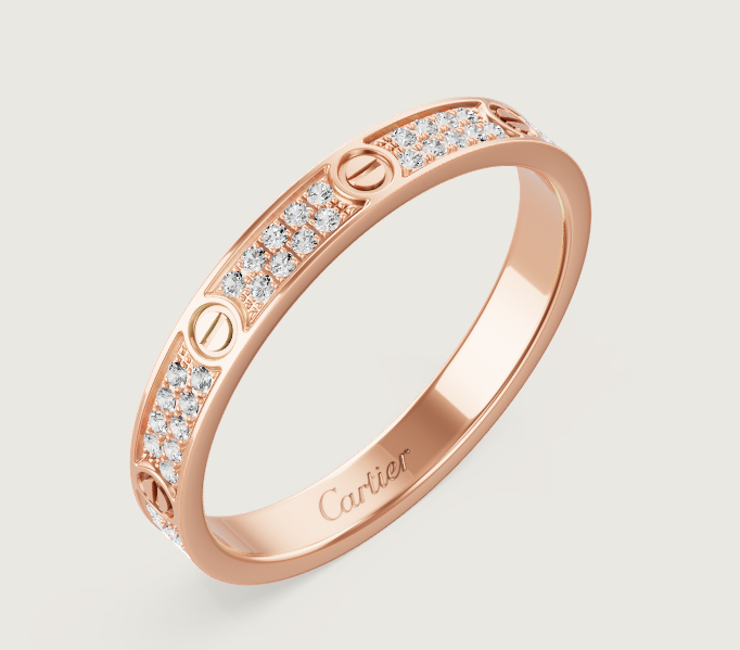 [Auream]LOVE RING 2.6mm-wide full-diamond ring Rose Gold
