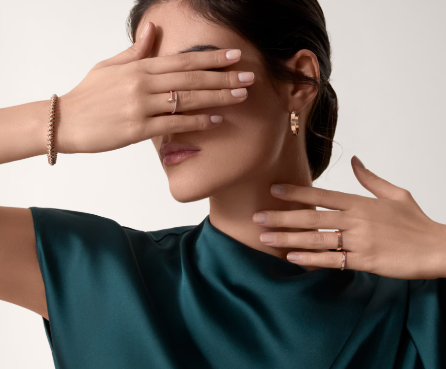 [Auream]LOVE RING 2.6mm-wide full-diamond ring Rose Gold