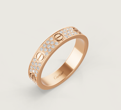 [Auream]LOVE RING 4mm-wide full-diamond ring Rose Gold