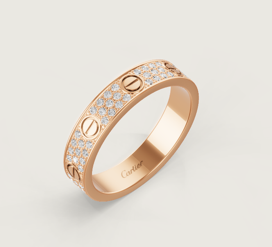 [Auream]LOVE RING 4mm-wide full-diamond ring Rose Gold